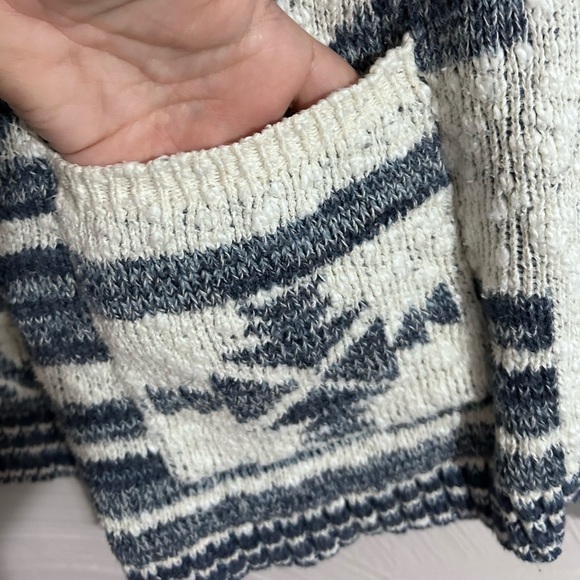 Lucky Brand Blue Aztec Southwestern Pattern Cardigan Sweater Size M - Picture 4 of 6